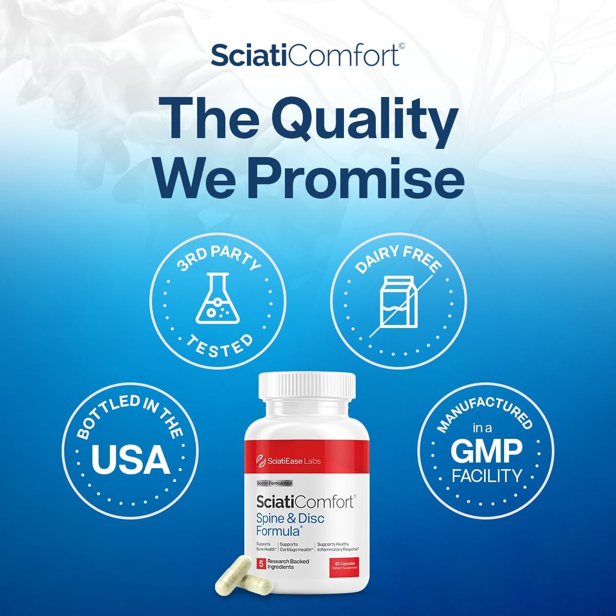 SciatiEase SciatiComfort Spine & Disc Support Supplement, 30 Day Supply