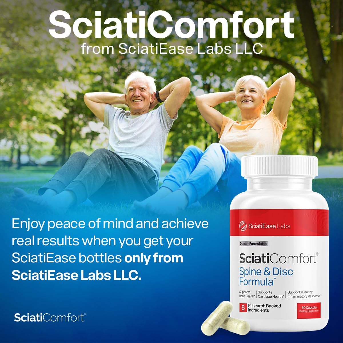 SciatiEase SciatiComfort Spine & Disc Support Supplement, 30 Day Supply